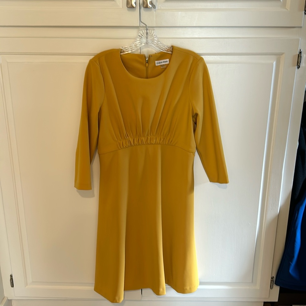 Calvin Klein mustard midi dress size 10